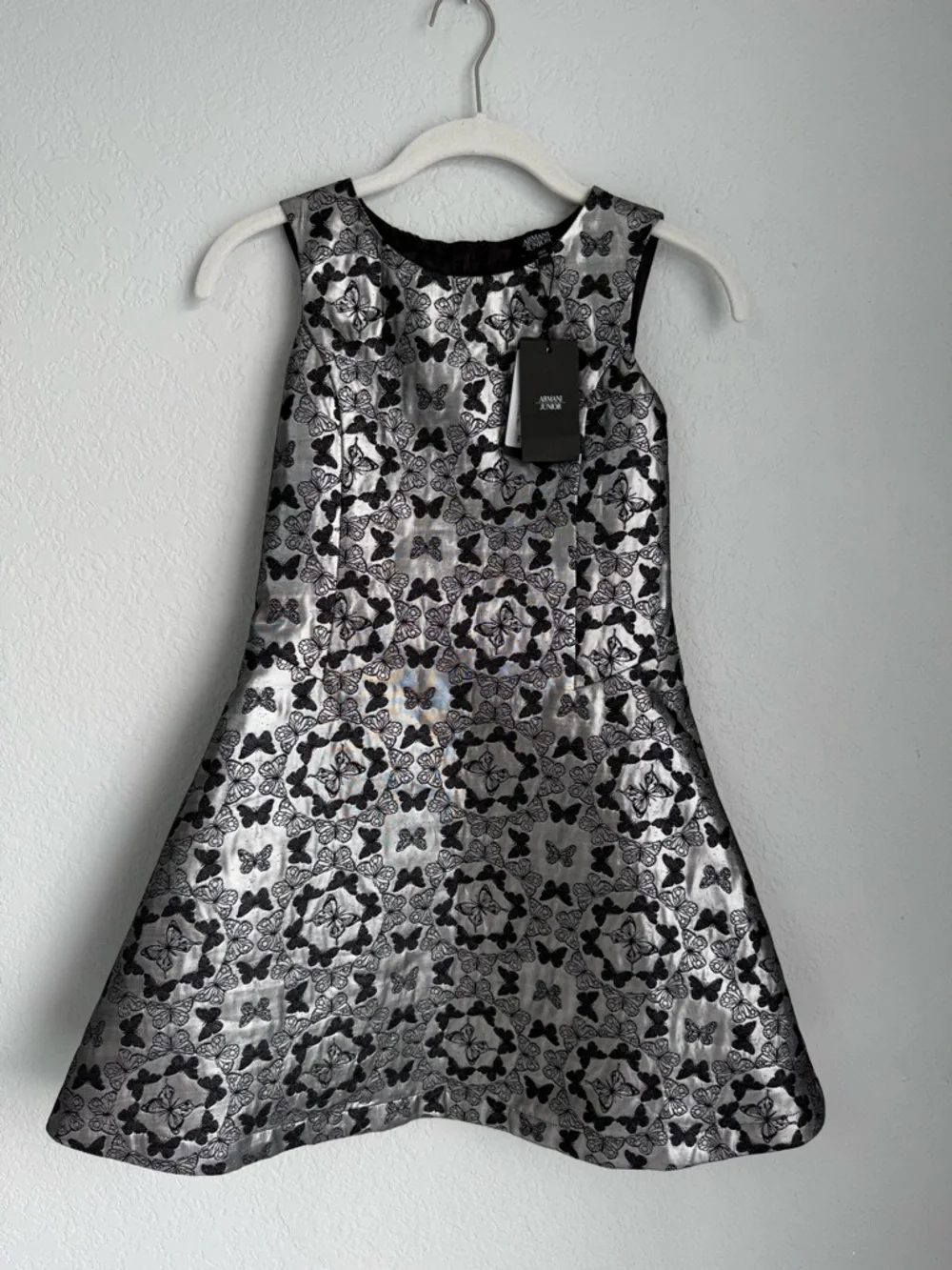 NWT Armani Junior Metallic Butterfly Jacquard Party Dress Girls Size 10A